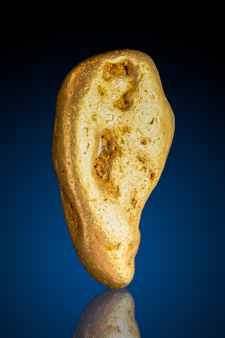 (image for) Very Rare Shiny Elongated Natural Gold Nugget - American River, CA - 23.25 grams